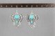 Antiqued Silver Elephant Earrings Trunk Ears Pendant 2 1/8" Long Turquoise Bead
